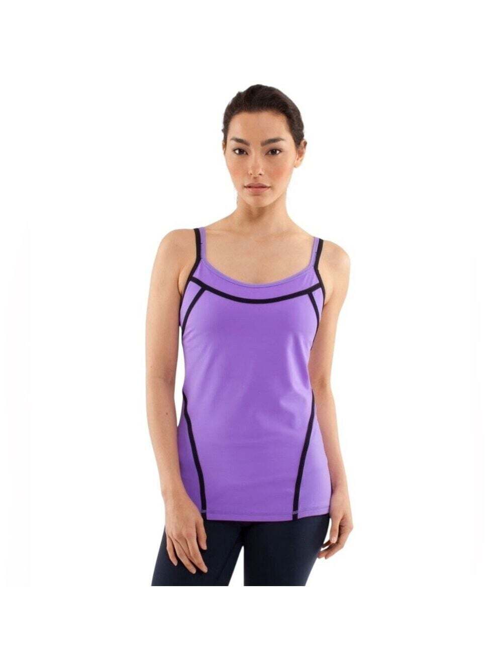 Lululemon Ignite Tank 6 Power Purple Black Mesh Back Supportive Gymcore Active